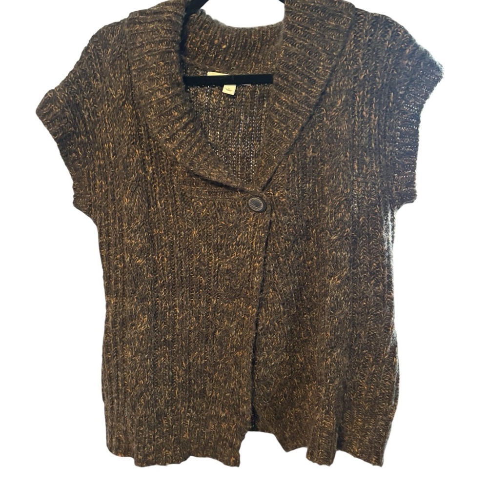 Merona Olive Short Sleeve Cardigan Sweater Shawl Collar Large Cottagecore